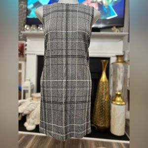 J. Jill Ponte Women’s XS Gray Windowpane Plaid Pockets Stretchy Shirt Dress